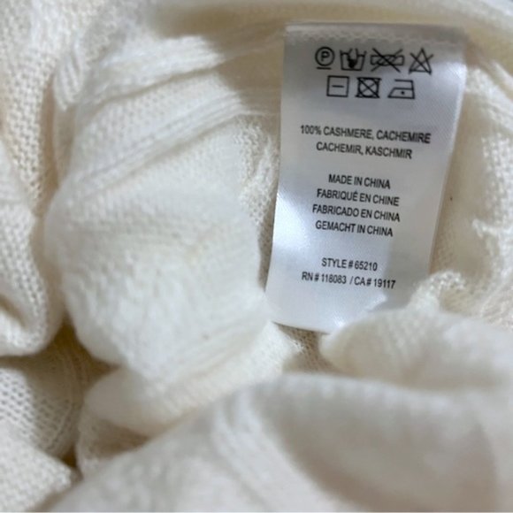 NEW Minnie Rose Cashmere V-Neck Frayed Edges Cable Knit Sweater - Picture 11 of 12